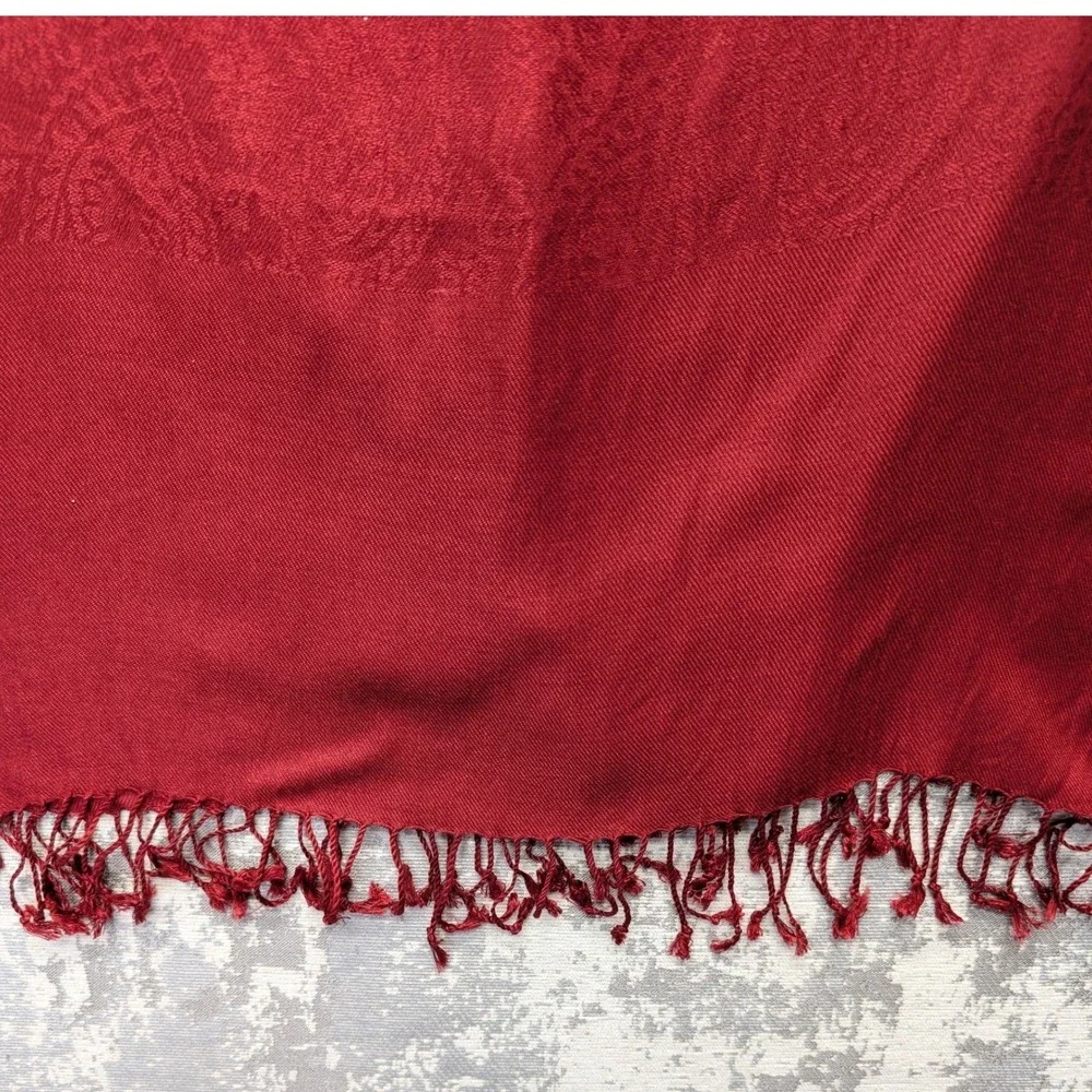 Accessory Street Burgundy Paisley Pashmina Scarf Rayon Fringe Wrap Made in India